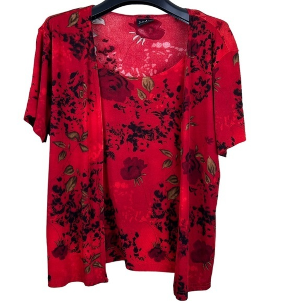 JKLA California floral scoop neck top red size‎ large